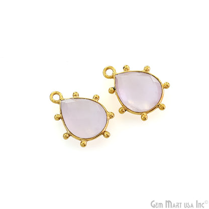 Pears 18x13mm Design Bezel Gold Plated Single Bail Gemstone Connector