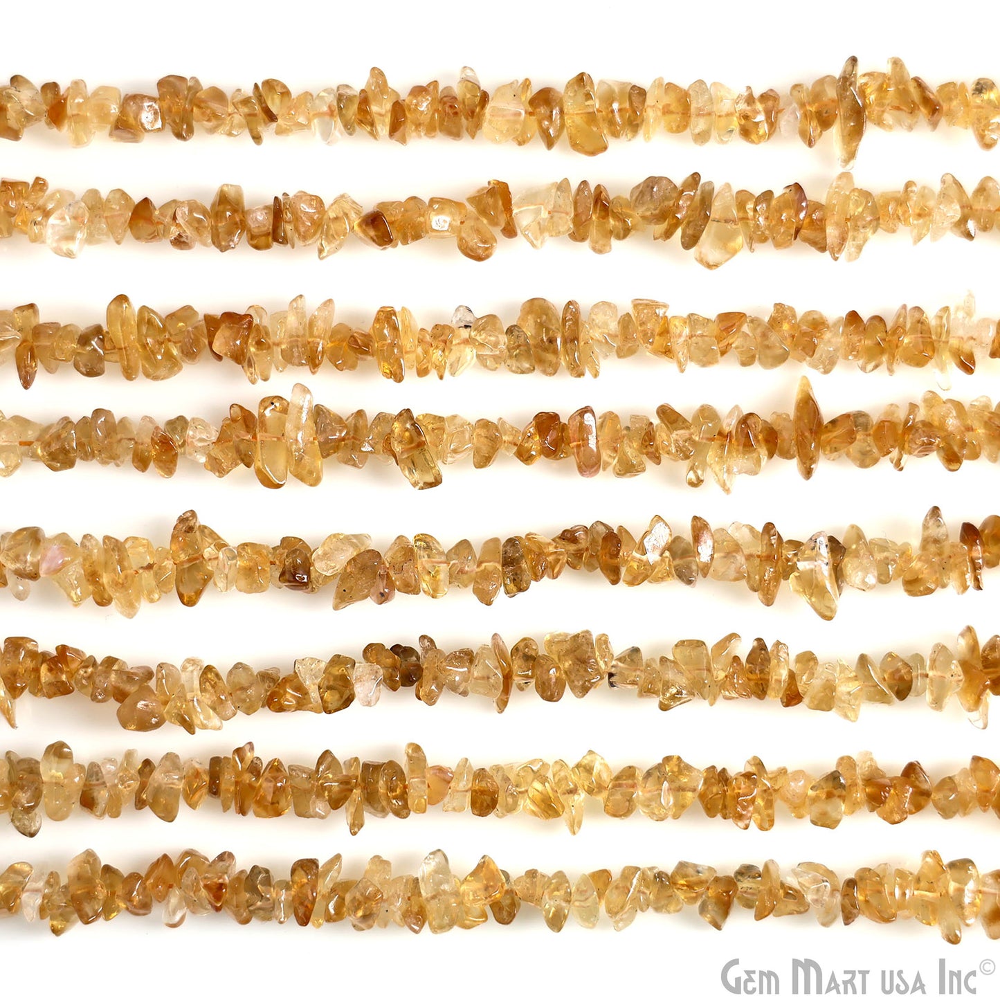 Citrine Chip Beads, 34 Inch, Natural Chip Strands, Drilled Strung Nugget Beads, 3-7mm, Polished, GemmartUSA (CHCI-70001)