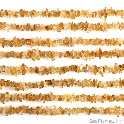 Citrine Chip Beads, 34 Inch, Natural Chip Strands, Drilled Strung Nugget Beads, 3-7mm, Polished, GemmartUSA (CHCI-70001)