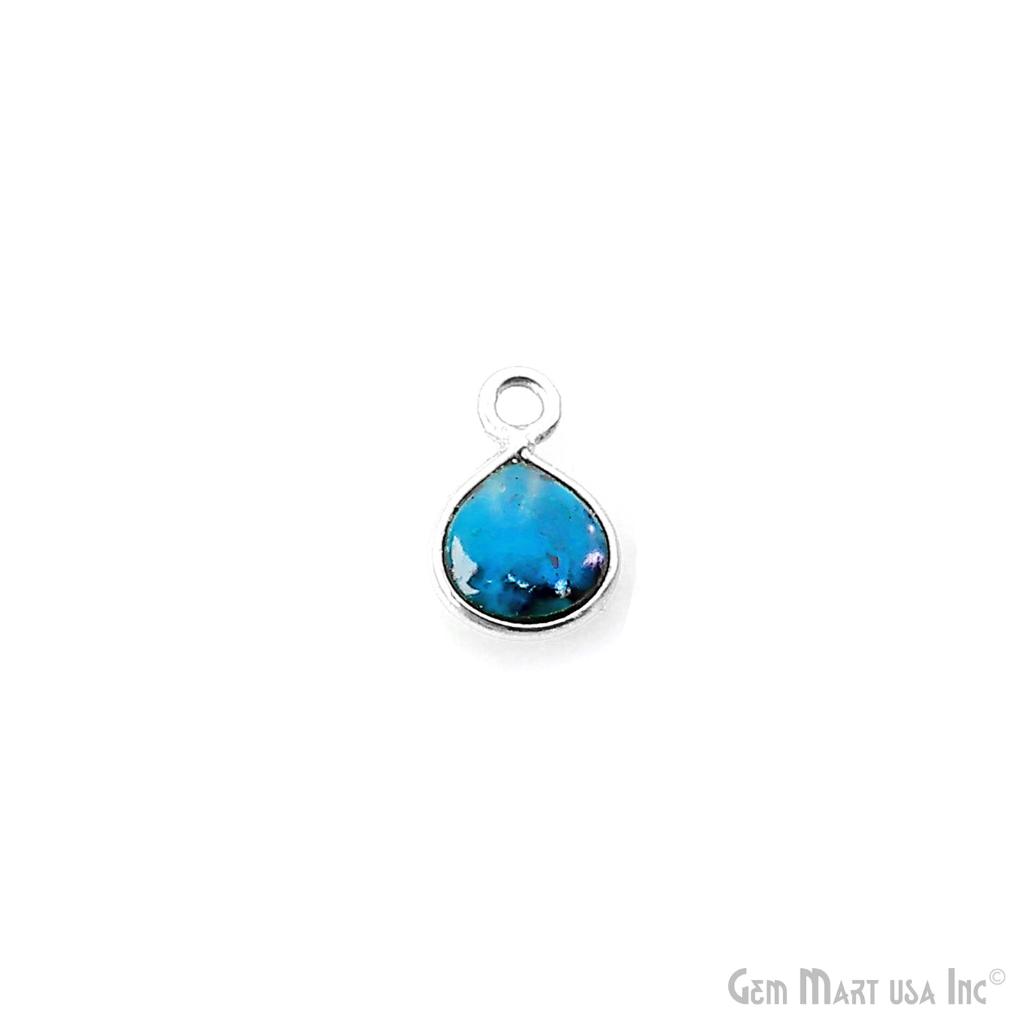 Chrysocolla Heart 6mm Silver Plated Single Bail Bezel Gemstone Connector