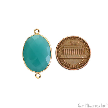 Oval 15x20mm Gold Plated Double Bail Gemstone Bezel Connector