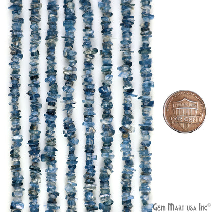 Kyanite Chip Beads, 34 Inch, Natural Chip Strands, Drilled Strung Nugget Beads, 3-7mm, Polished, GemMartUSA (CHKY-70001)