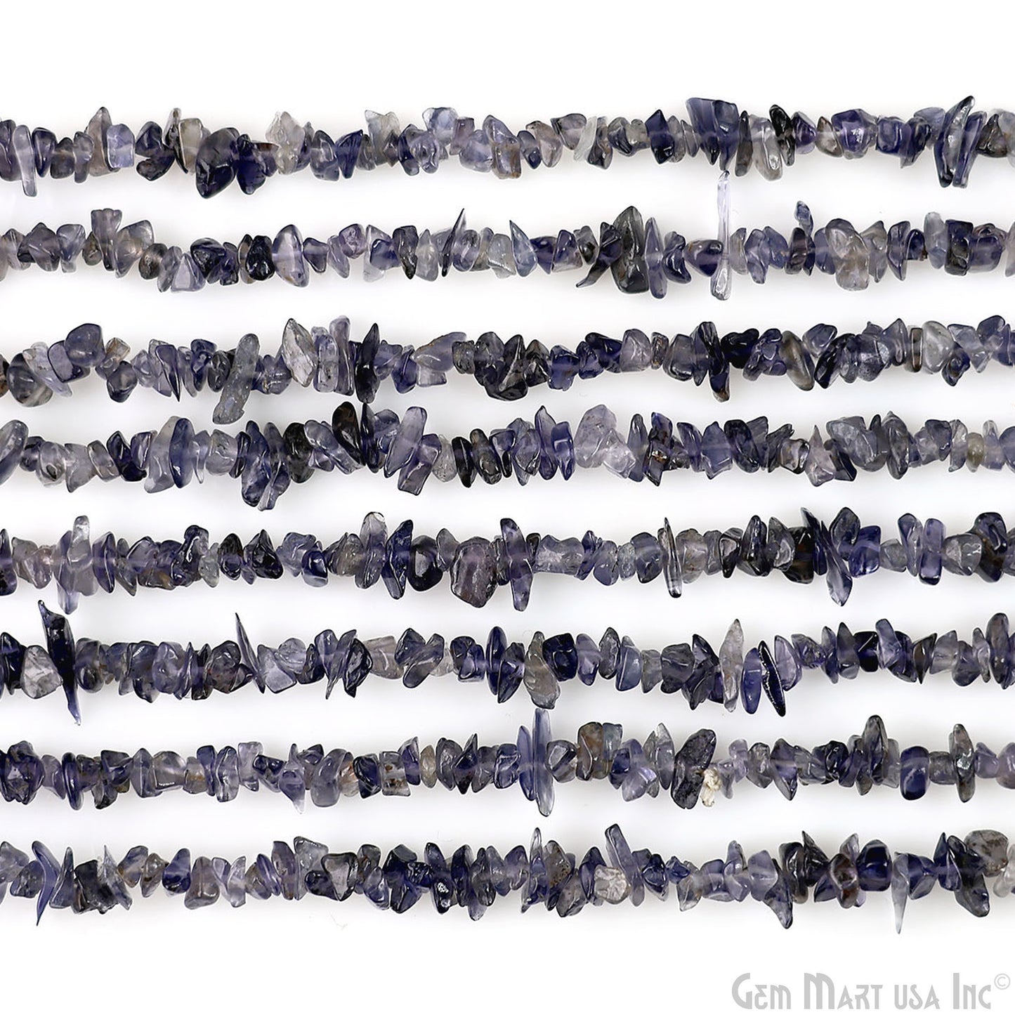 Iolite Chip Beads, 34 Inch, Natural Chip Strands, Drilled Strung Nugget Beads, 3-7mm, Polished, GemMartUSA (CHIO-70001)