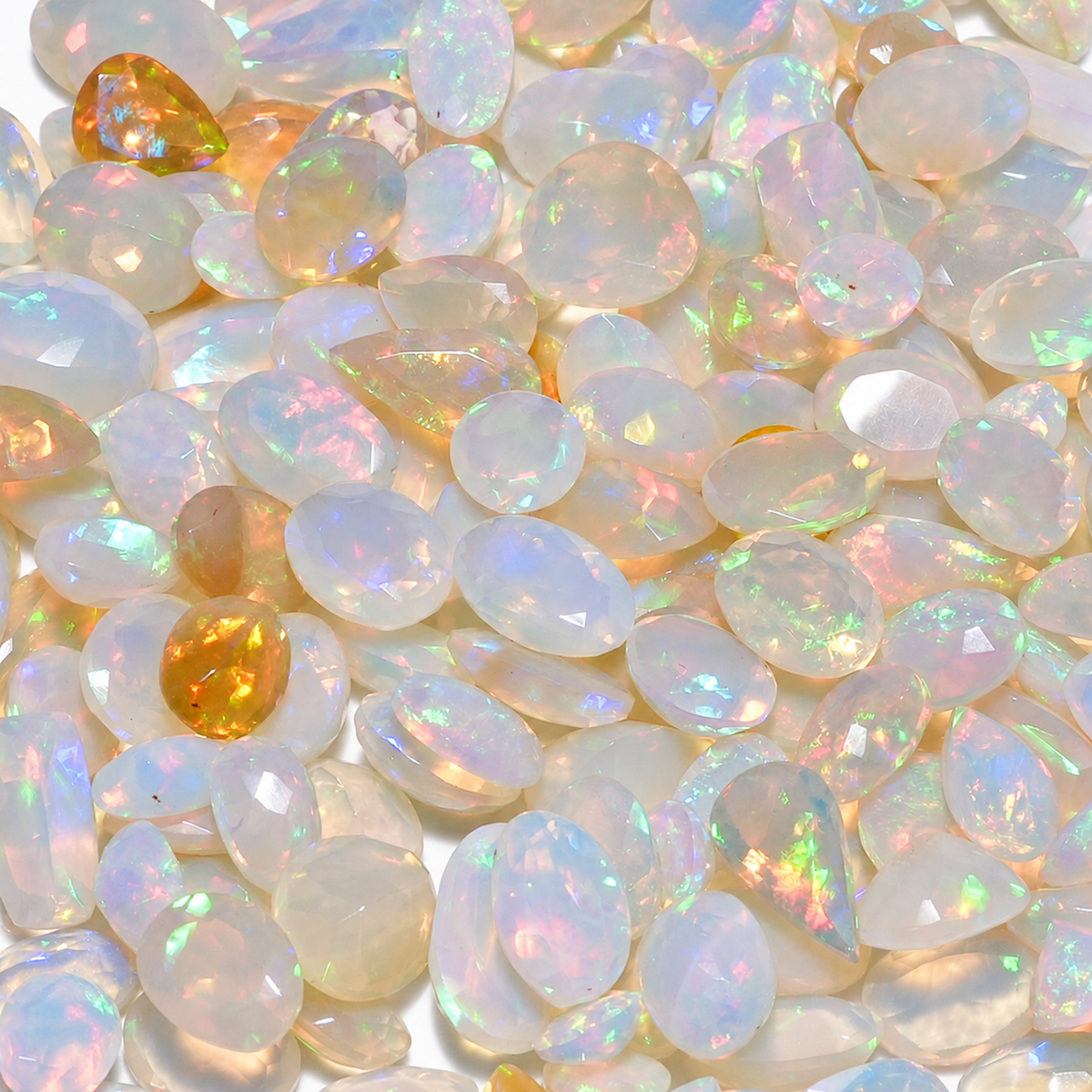 White Opal Wholesale Gemstones, 100% Natural Precious Gems, White Faceted Loose Gems, 10-15mm, Mixed, 5 Carats+