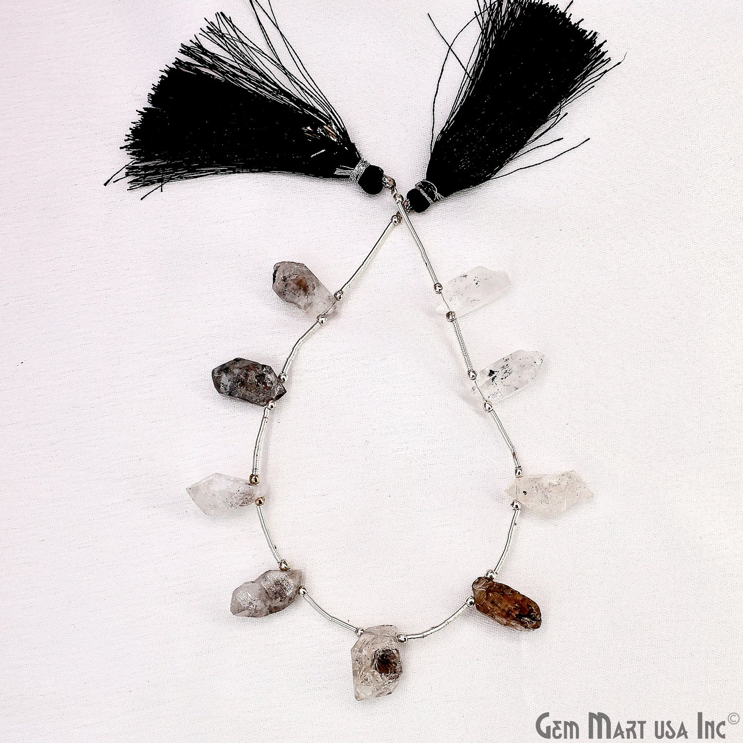 Herkimer Diamond Rough Beads, 9.5 Inch Gemstone Strands, Drilled Strung Briolette Beads, Free Form, 12x20mm