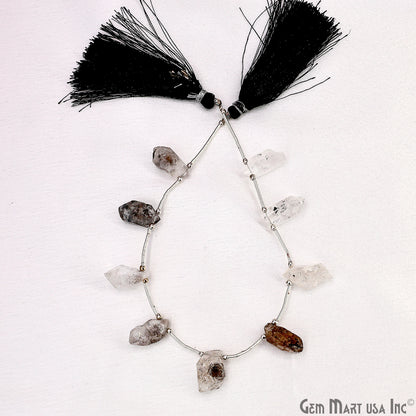 Herkimer Diamond Rough Beads, 9.5 Inch Gemstone Strands, Drilled Strung Briolette Beads, Free Form, 12x20mm