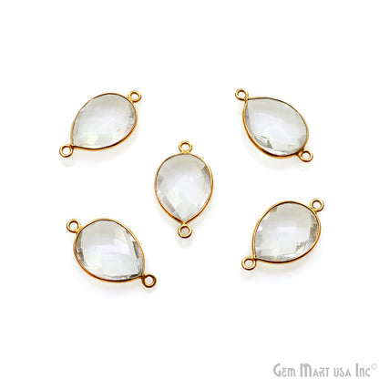 Pear 12x16mm Double Bail Gold Bezel Gemstone Connector