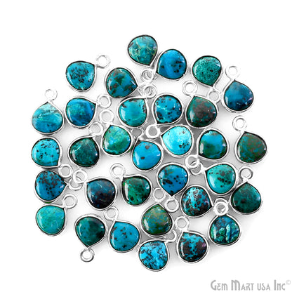 Chrysocolla Heart 6mm Silver Plated Single Bail Bezel Gemstone Connector