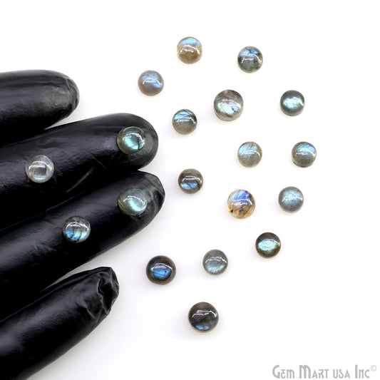 Labradorite Wholesale Gemstones, 100% Natural Semi-Precious Gems, Blue Flash Cabochon Loose Gems, 5mm, Round, 10PC Lot