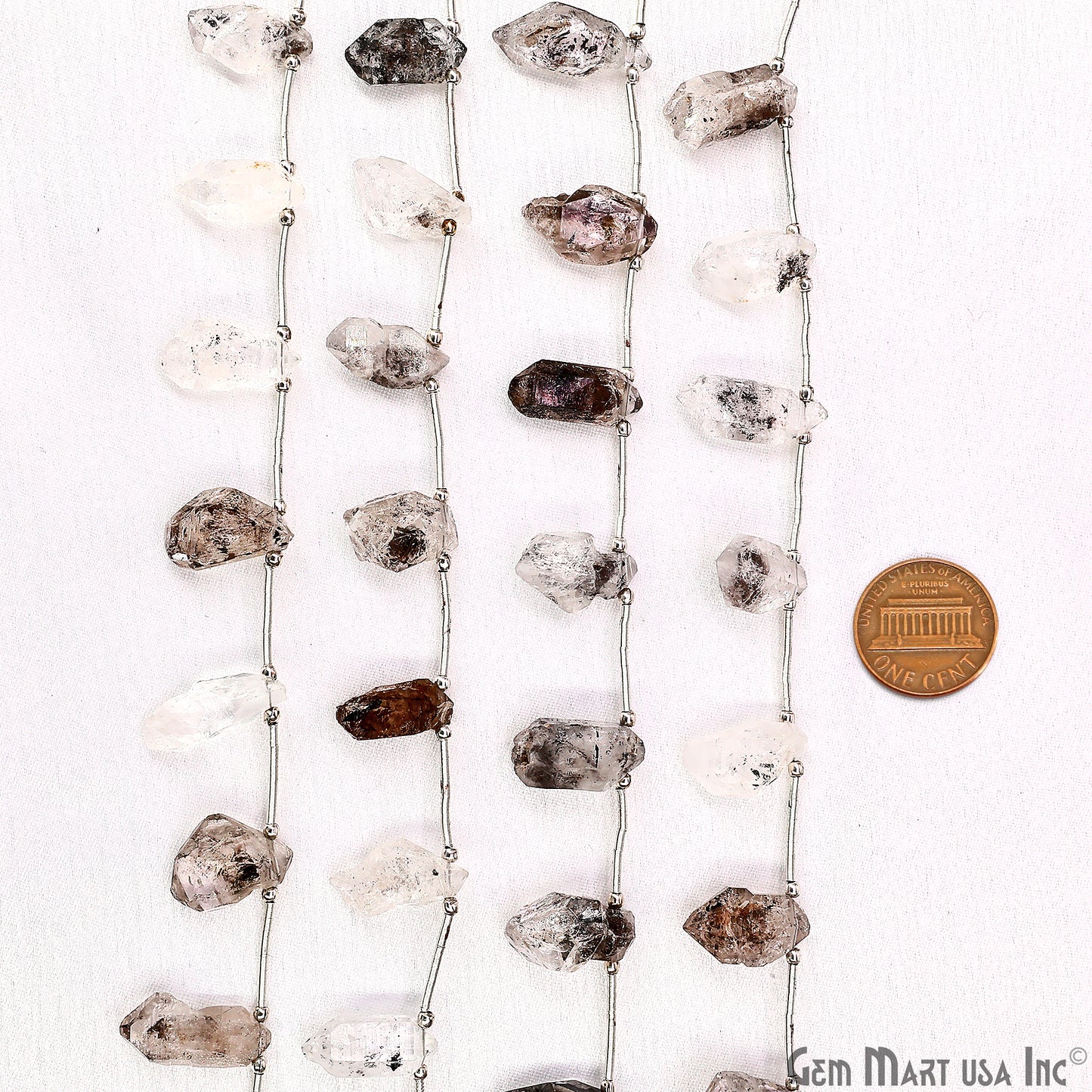Herkimer Diamond Rough Beads, 9.5 Inch Gemstone Strands, Drilled Strung Briolette Beads, Free Form, 12x20mm