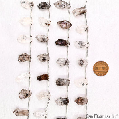 Herkimer Diamond Rough Beads, 9.5 Inch Gemstone Strands, Drilled Strung Briolette Beads, Free Form, 12x20mm