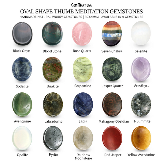 Thumb Meditation Gemstones 39x29mm Oval Hand Curved Thumb Massager Stones