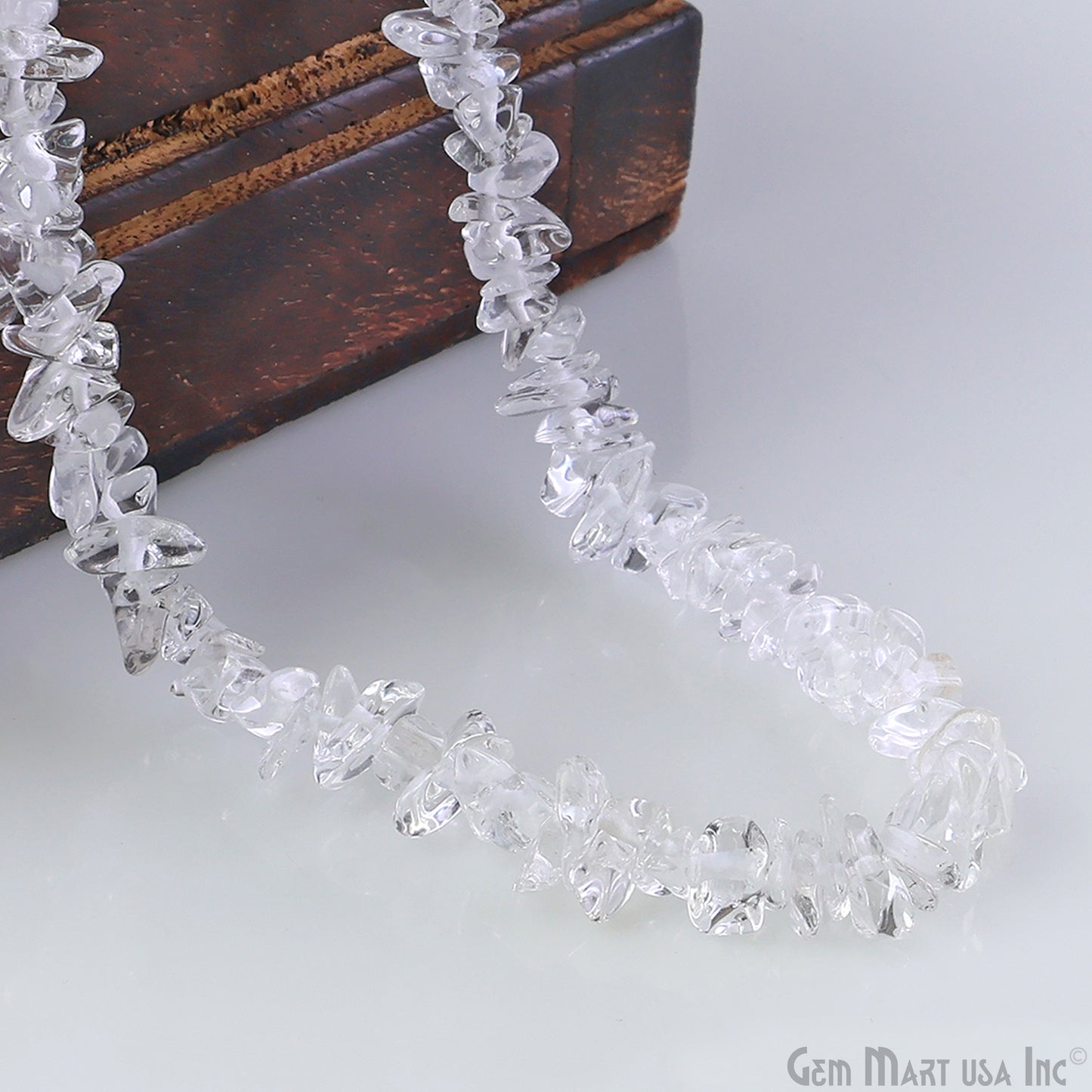 Crystal Chip Beads, 34 Inch, Natural Chip Strands, Drilled Strung Nugget Beads, 7-10mm, Polished, GemmartUSA (CHCY-70001)