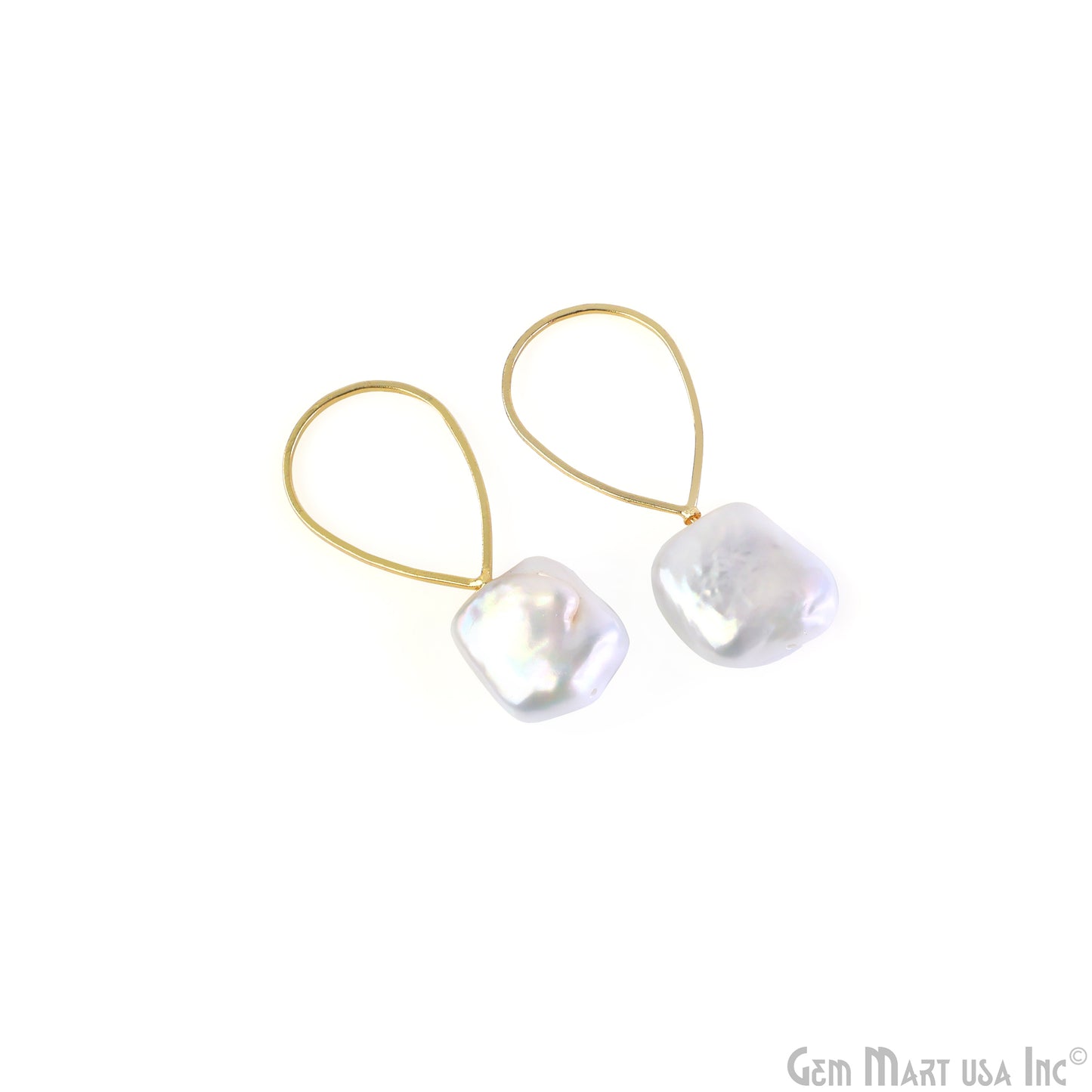 DIY Freshwater Baroque Pearl Charm Gold Pear Loop 40x16mm 1pair