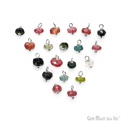 10pc Lot Faceted Tiny Silver Wire Wrapped Connector (Pick Gemstone) - GemMartUSA