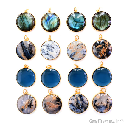 Round 30x26mm Cabochon Gold Plated Single Bail Gemstone Connector