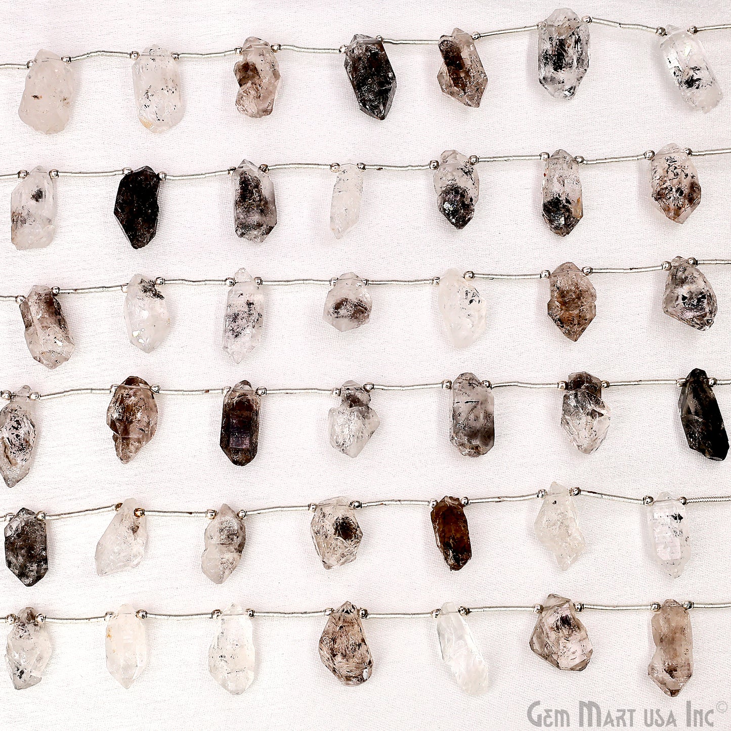 Herkimer Diamond Rough Beads, 9.5 Inch Gemstone Strands, Drilled Strung Briolette Beads, Free Form, 12x20mm