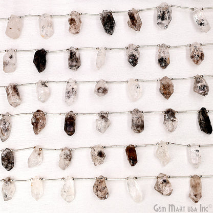 Herkimer Diamond Rough Beads, 9.5 Inch Gemstone Strands, Drilled Strung Briolette Beads, Free Form, 12x20mm