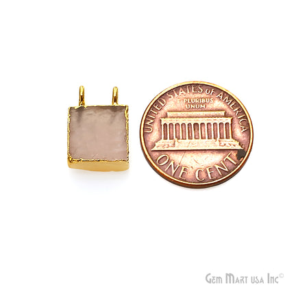 Gemstone Square 14x10mm Cat Bail Gold Electroplated Connectors