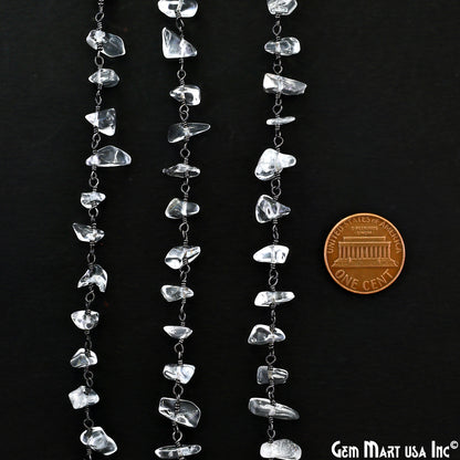 Crystal Nugget Chip Beads Silver Wire Wrapped Rosary Chain