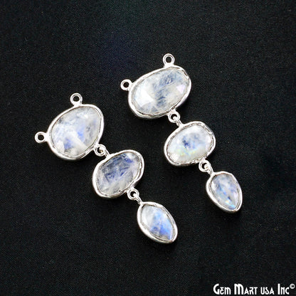 Rainbow Moonstone 48x17mm Double Bail Chandelier Finding Component