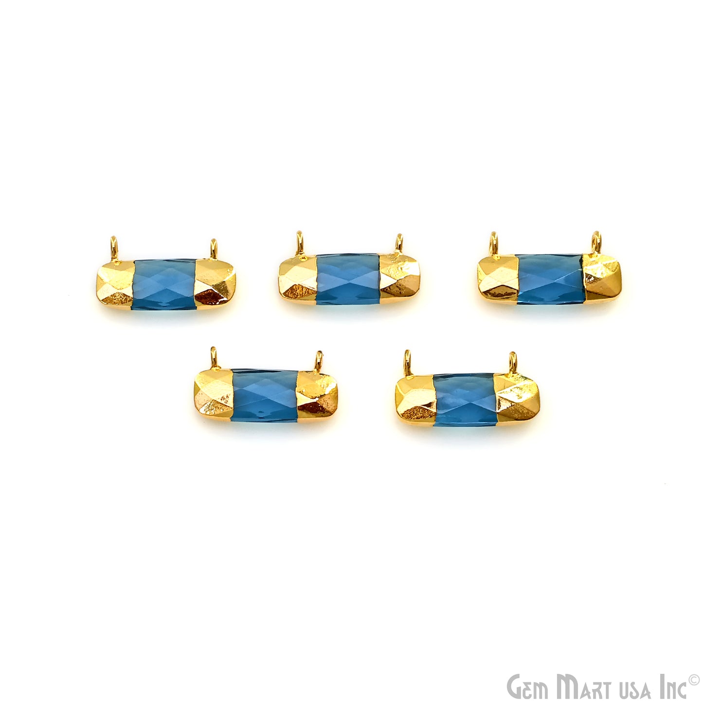 Iolite Rectangle 21x11mm Gold Electroplated Cat Bail Connector