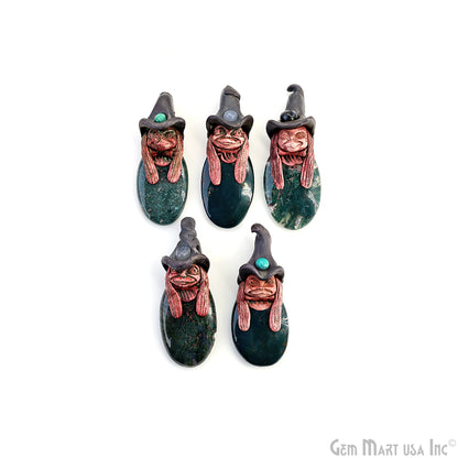 Pixie Aventurine Crystal Clay Pendant, Elfin Clay Pendant Necklace, Master Merlin Healing Pendant