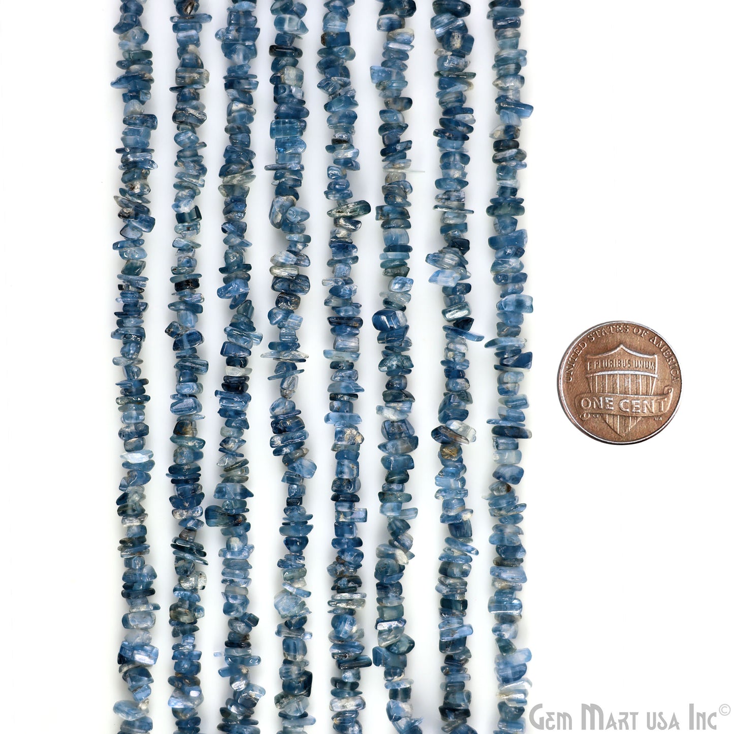 Kyanite Chip Beads, 34 Inch, Natural Chip Strands, Drilled Strung Nugget Beads, 3-7mm, Polished, GemMartUSA (CHKY-70001)