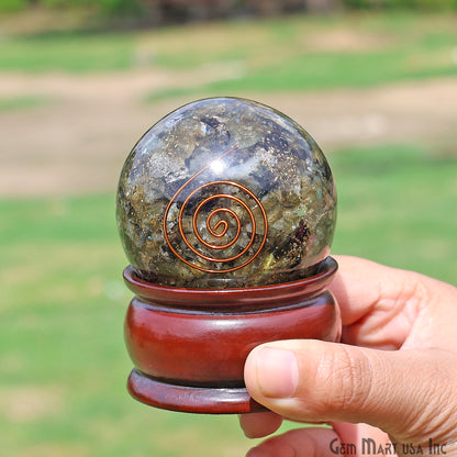 Labradorite Healing Gemstone Sphere 2" - Reiki Meditation Ball, Chakra Balancing, Orgone Energy, Spiritual Healing, Home Decor