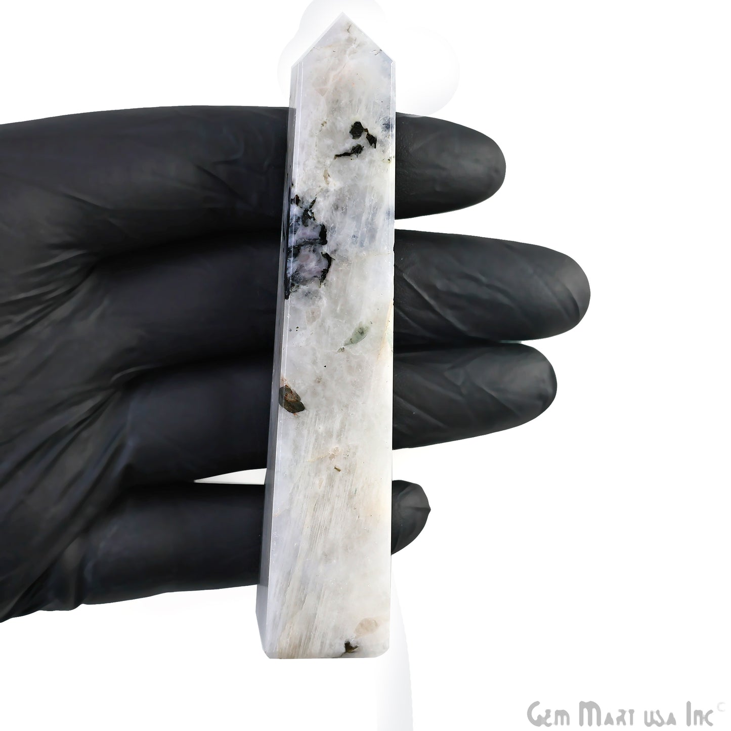 Rainbow Moonstone Gemstone Rectangle Tower Shape 4Inch Crystal Tower Obelisk Healing Meditation Gemstones