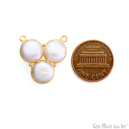 Freshwater Pearl 22x20mm Bezel Double Bail Connector
