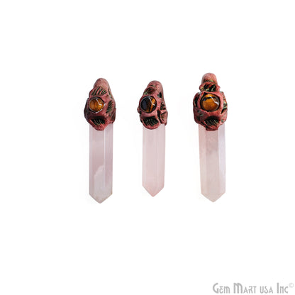 Rose Quartz with Tiger Eye Polymer Clay Crystal Pendant, Dowsing Clay Single Bail Pendant