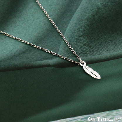 Feather Leaf Shape Laser Finding Silver Plated 13x4.2mm Charm For Bracelets & Pendants