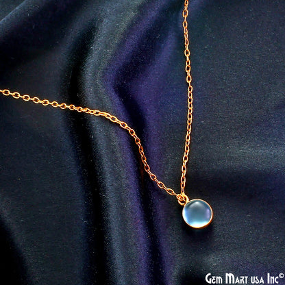 Sky Blue Frosted Round 8mm Gold Plated Single Bail Bezel Gemstone Connector