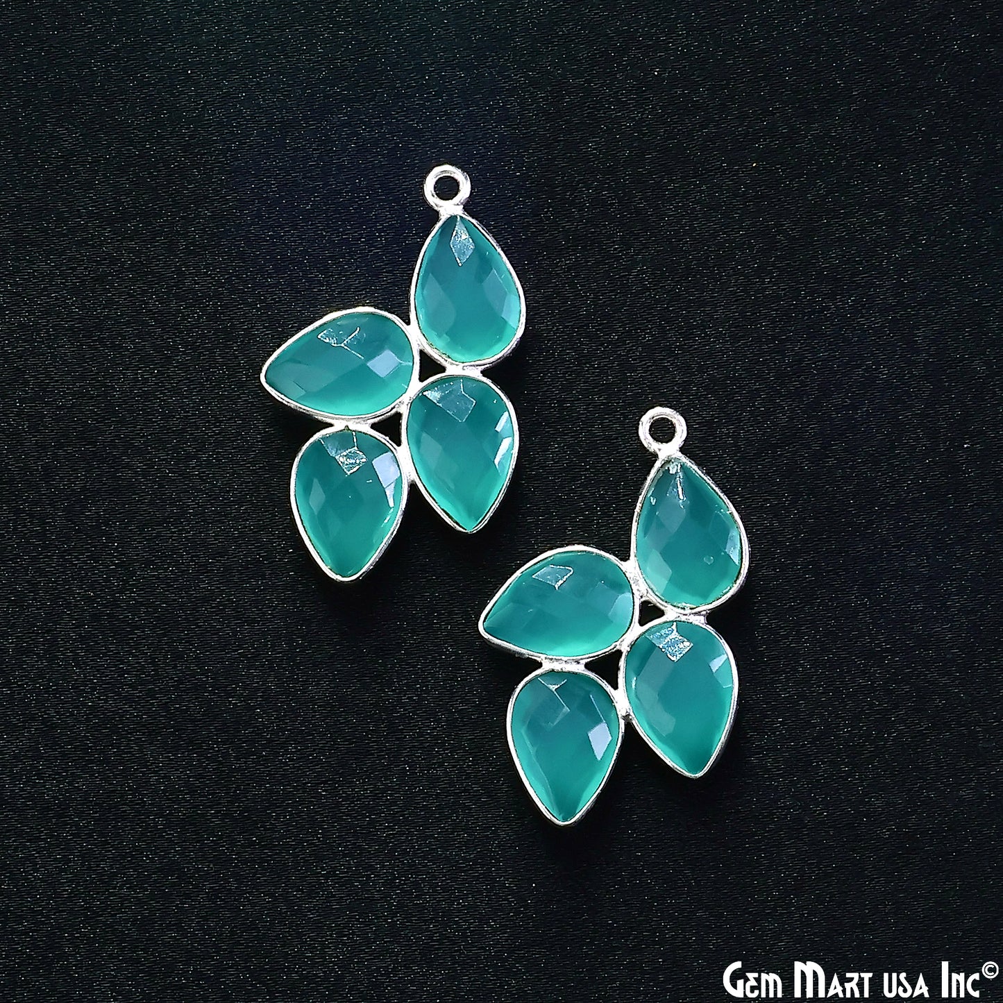 Aqua Chalcedony 30x18mm Single Bail Chandelier Finding Component