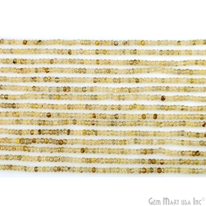 Golden Rutile Rondelle Beads, 12.5 Inch Gemstone Strands, Drilled Strung Nugget Beads, Faceted Round, 3-4mm