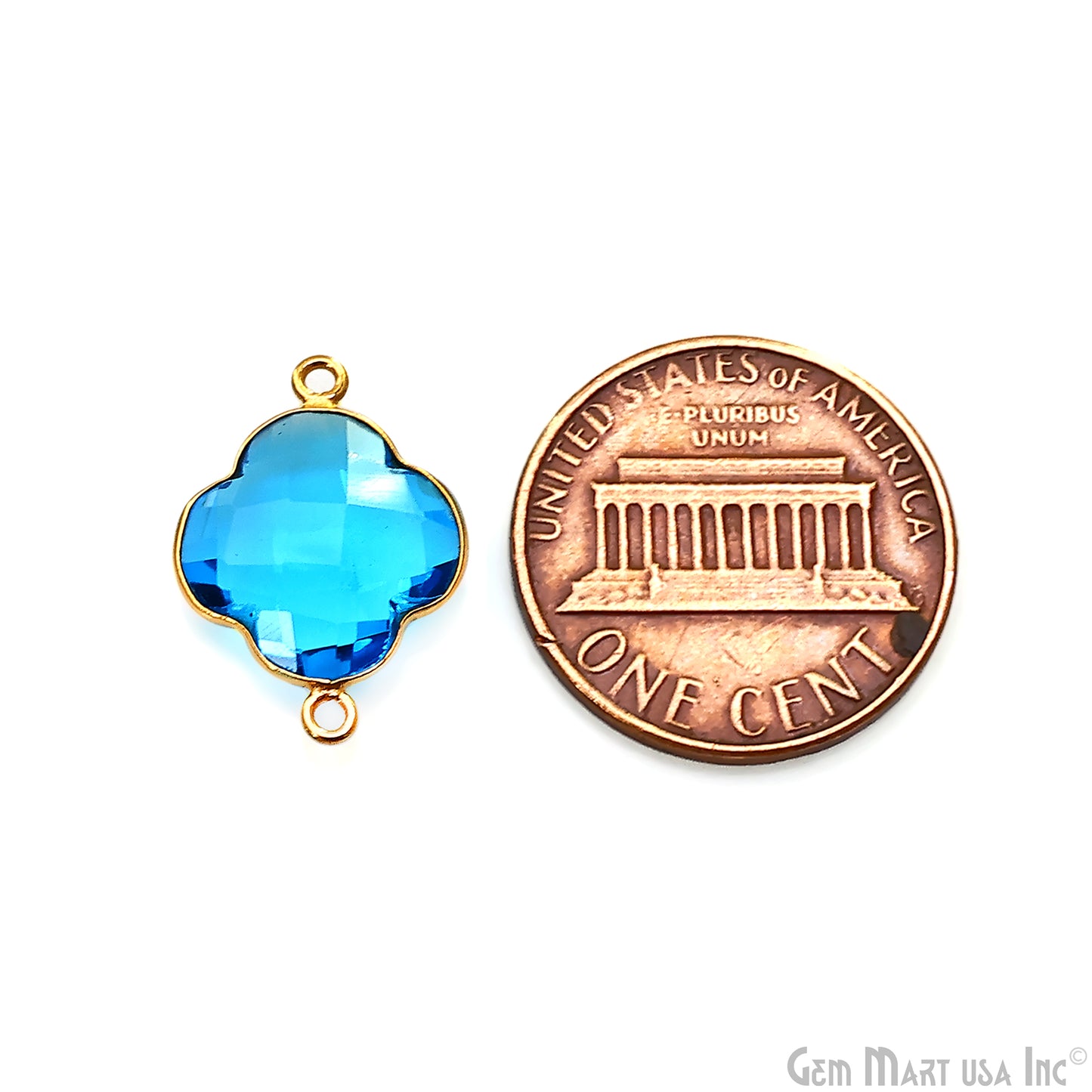 Clover 16x22mm Double Bail Gold Bezel Gemstone Connector