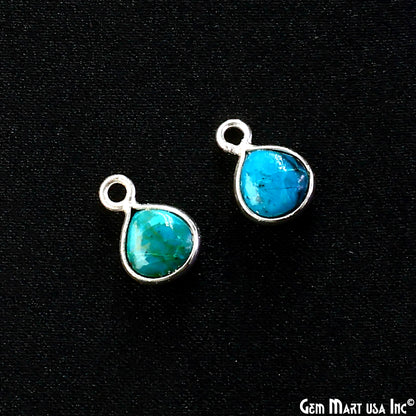 Chrysocolla Heart 6mm Silver Plated Single Bail Bezel Gemstone Connector