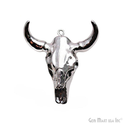 Longhorn Resin Cattle Pendant, Black Electroplated Bull Skull Horn Pendant, Bull Cattle Pendant(BPRH-50035)