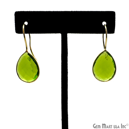 Peridot Pears 15x20mm Gold Plated Dangle Drop Hook Earring