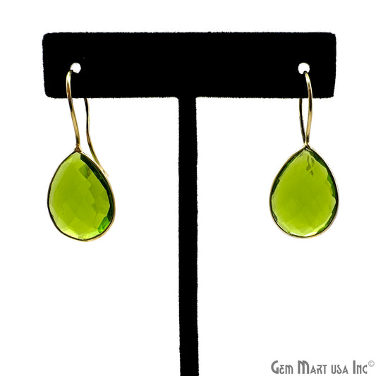 Peridot Pears 15x20mm Gold Plated Dangle Drop Hook Earring