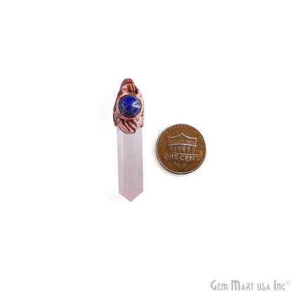 Rose Quartz with Lapis Polymer Clay Crystal Pendant, Dowsing Clay Single Bail Pendant