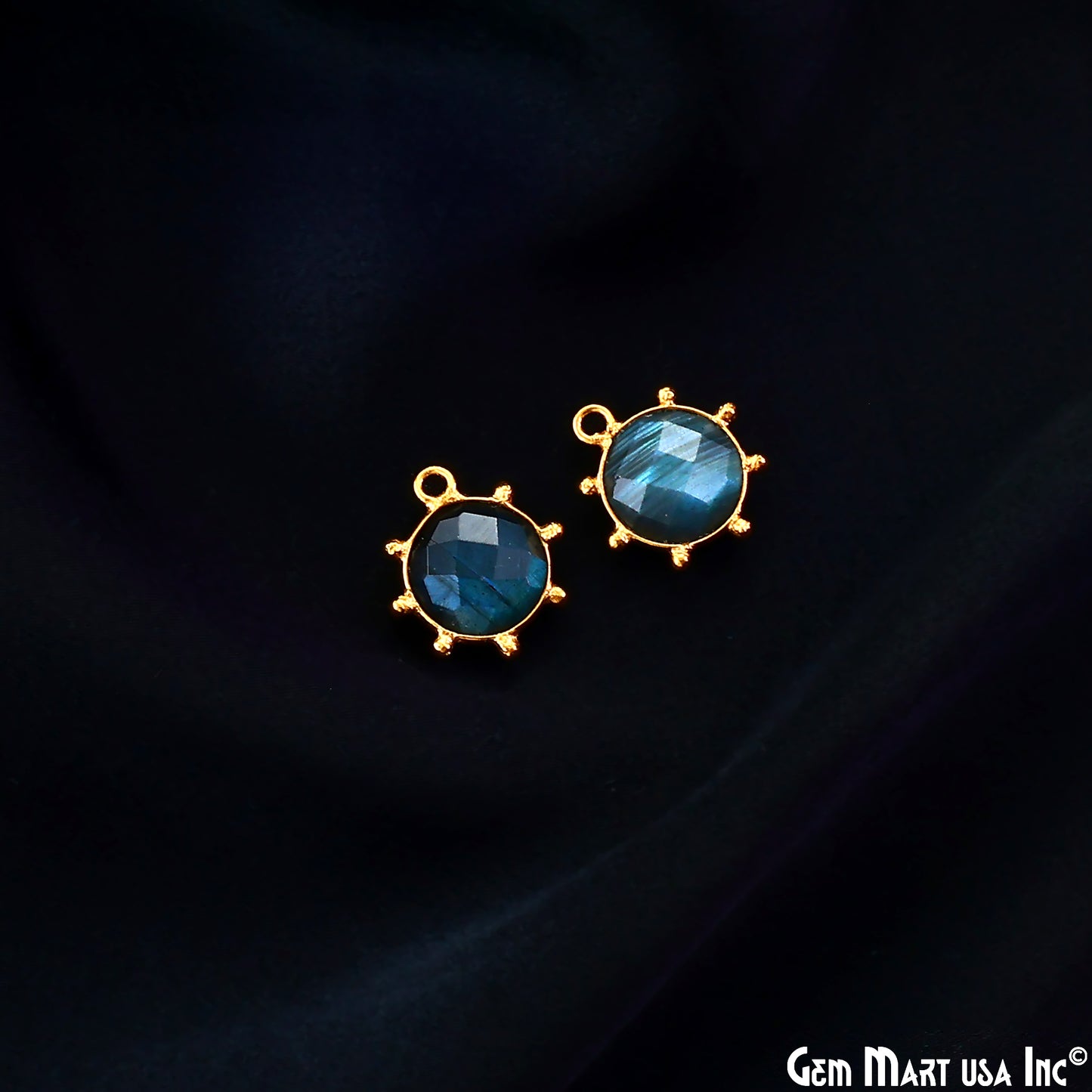Round 15x13mm Design Bezel Gold Plated Single Bail Gemstone Connector