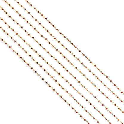 Citrine 2-2.5mm Tiny Beads Gold Wire Wrapped Rosary Chain