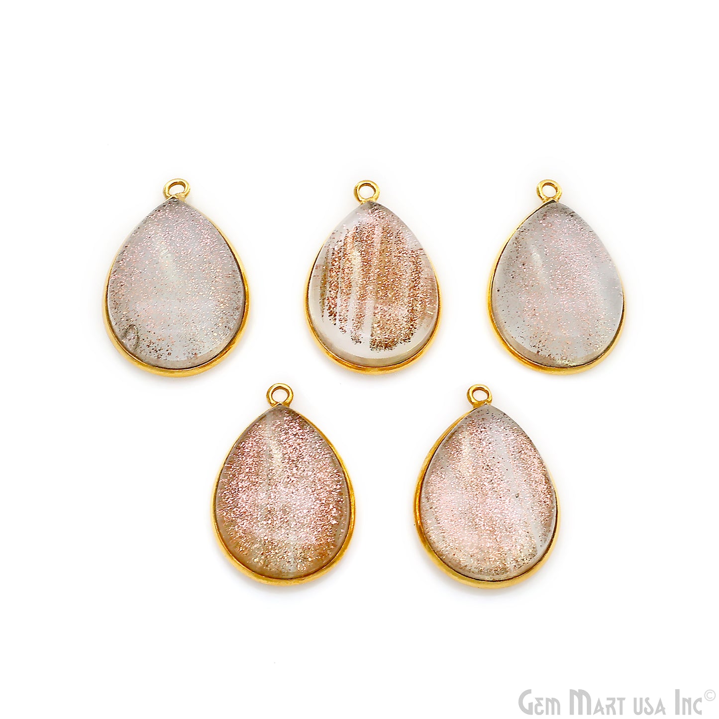Copper Infused Cabochon 15x20mm Pears Gold Bezel Connector