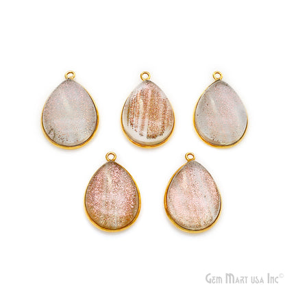 Copper Infused Cabochon 15x20mm Pears Gold Bezel Connector
