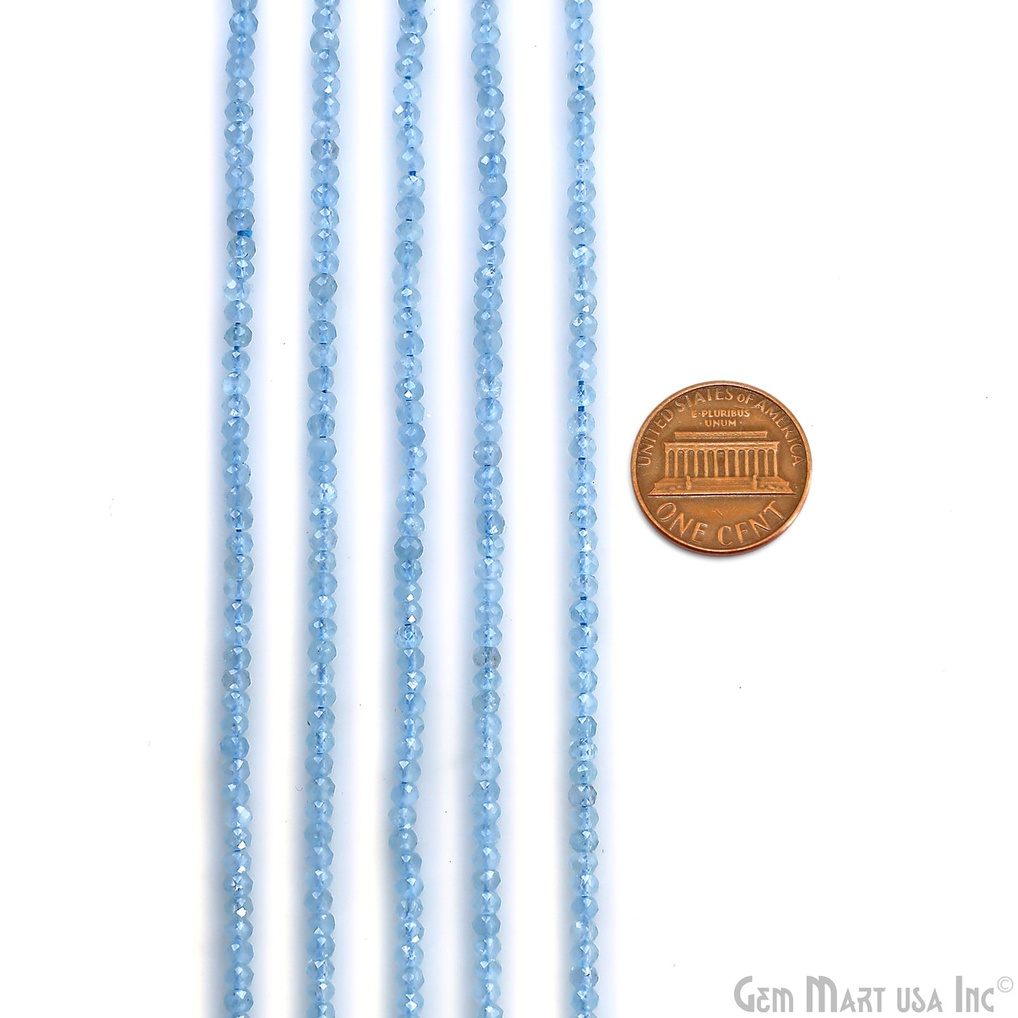 Blue Apatite Rondelle Beads, 12-13 Inch Gemstone Strands, Drilled Strung Nugget Beads, Faceted Round, 3mm