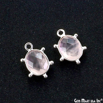Oval 15x11mm Design Bezel Silver Plated Single Bail Gemstone Connector