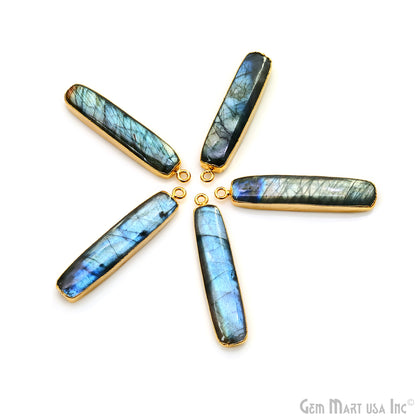 Labradorite Rectangle 40x9mm Gemstone Connector (Pick Plating)