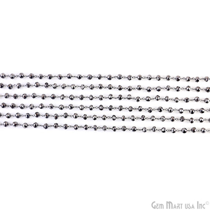 Pyrite Faceted 5-6mm Oxidized Wire Wrapped Beads Rosary Chain